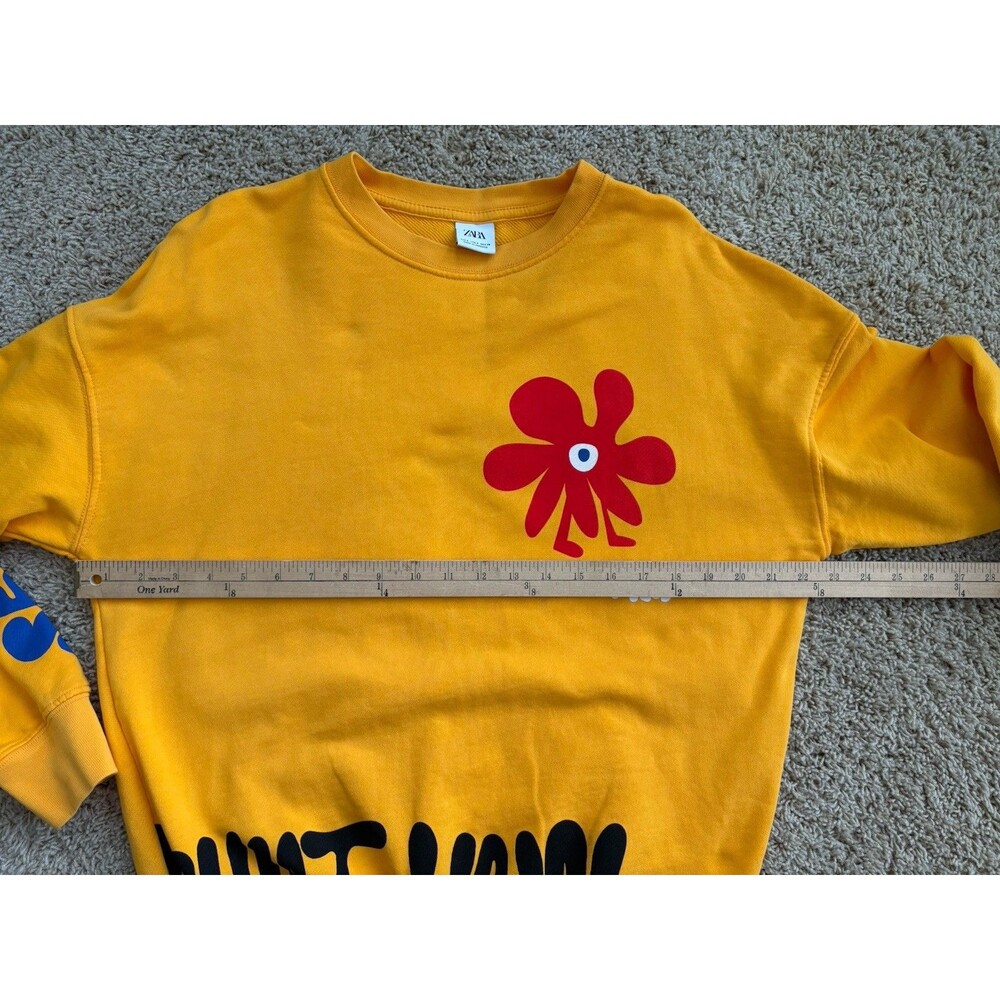 Zara Sweatshirt Studio Mess What Wow Pop Art Evil Eye Men's Small Yellow - Picture 6 of 14